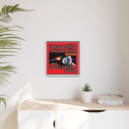 defy conquer reach - framed canvas art (red)