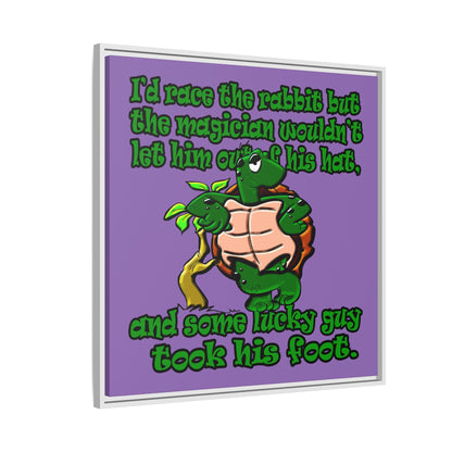 turtle race - framed canvas art (light purple)