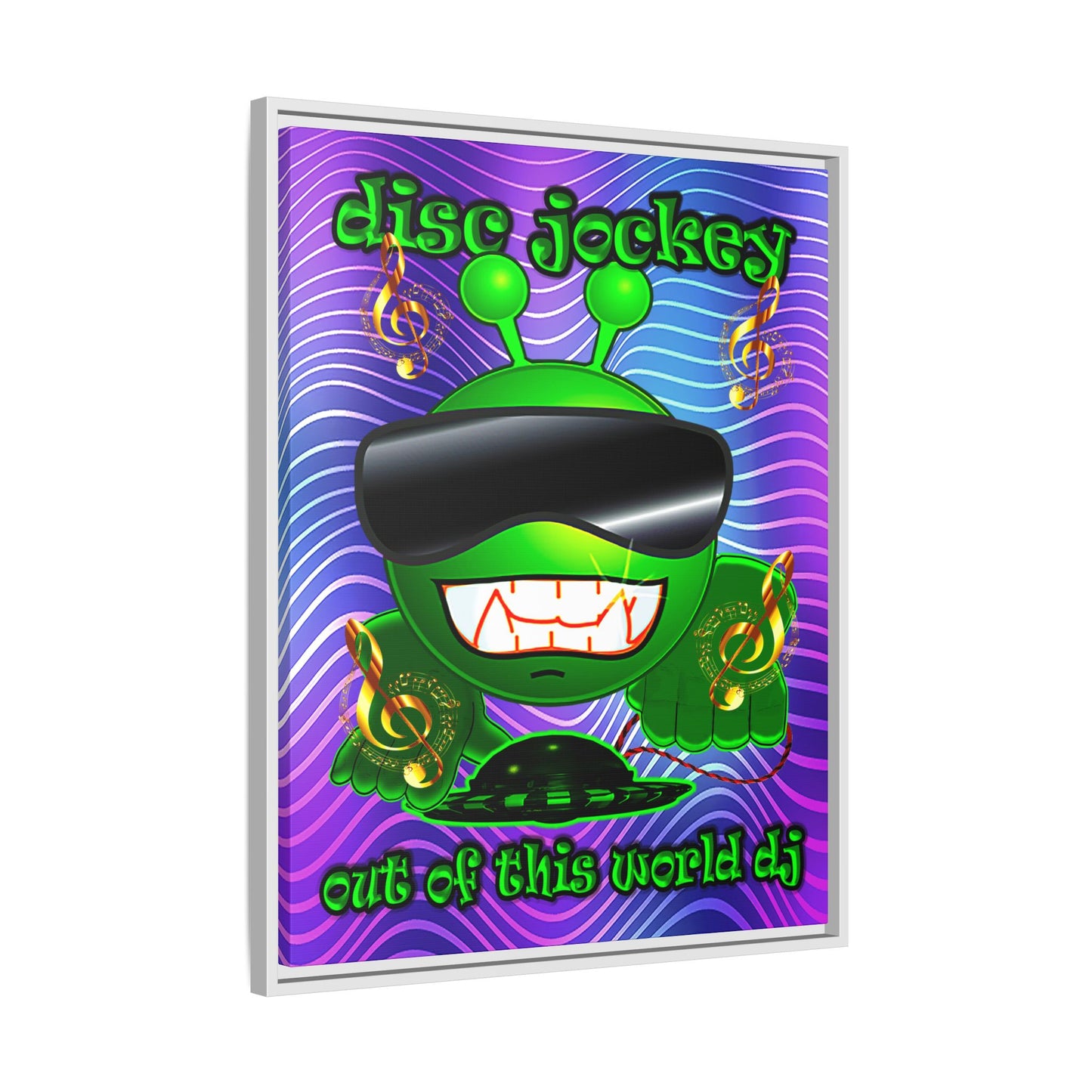disc jockey - framed canvas art (purple wave)