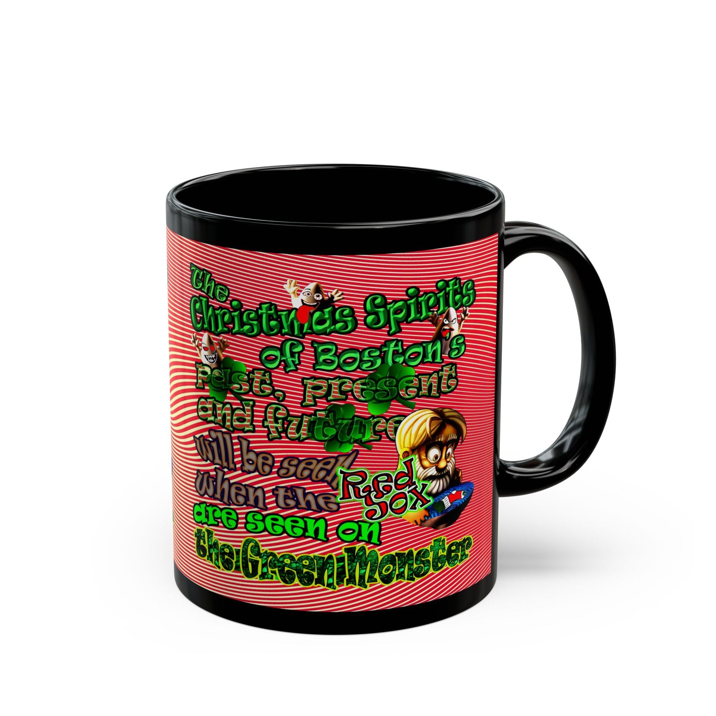 christmas spirits of boston - Black Mug (yellow-orange wave)