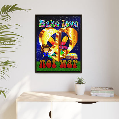 love peace - framed canvas art ('snoops' background)