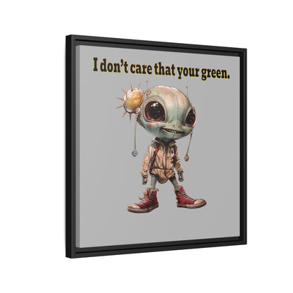 I don't care that your green - framed canvas art (light grey)