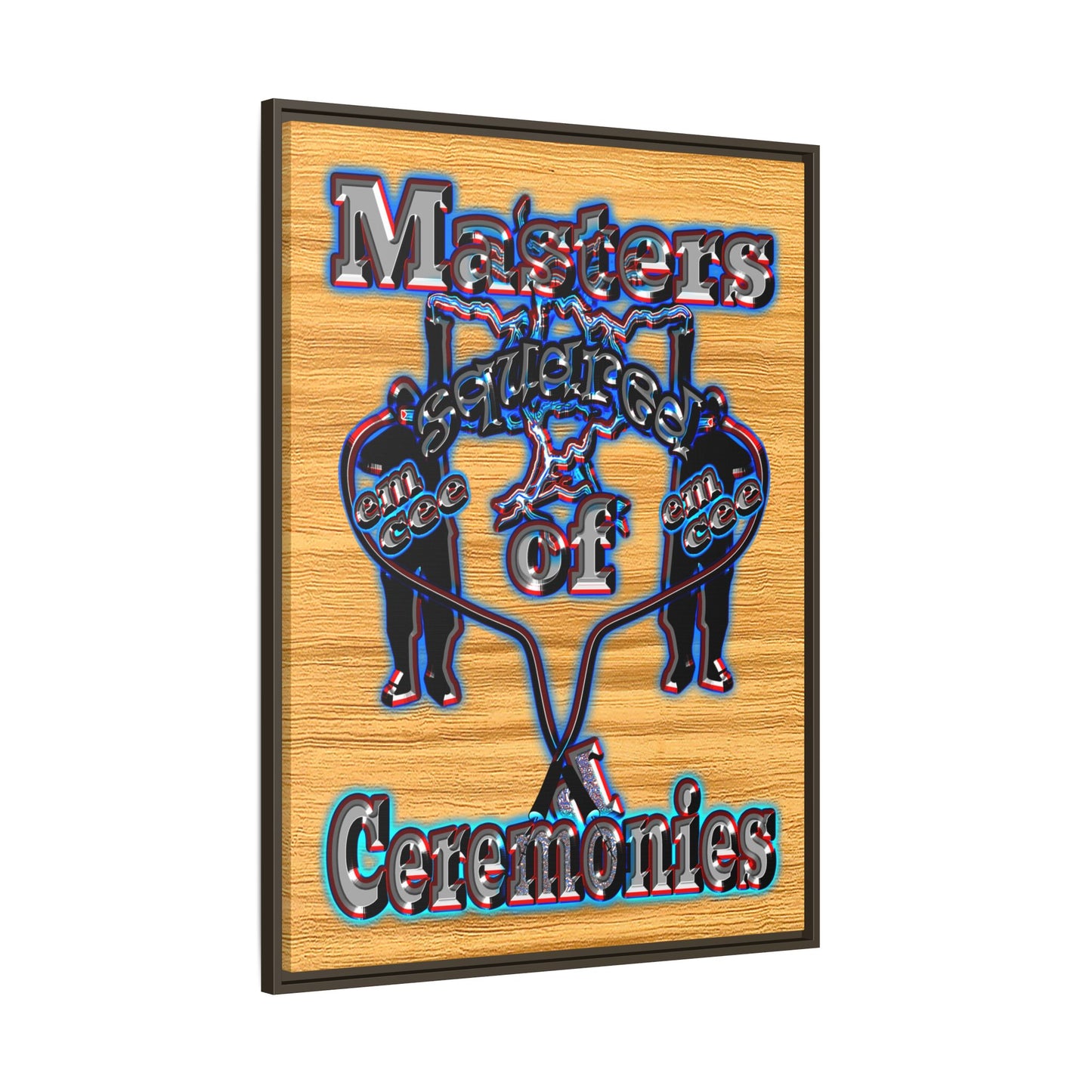 em cee squared - framed canvas art (butterscotch wood finish)