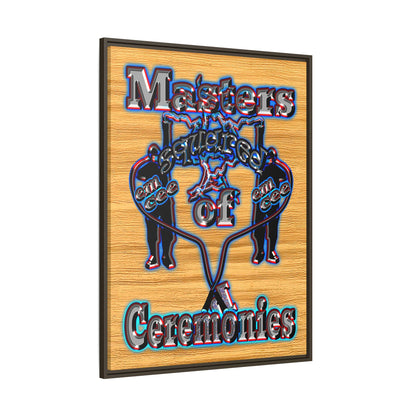 em cee squared - framed canvas art (butterscotch wood finish)