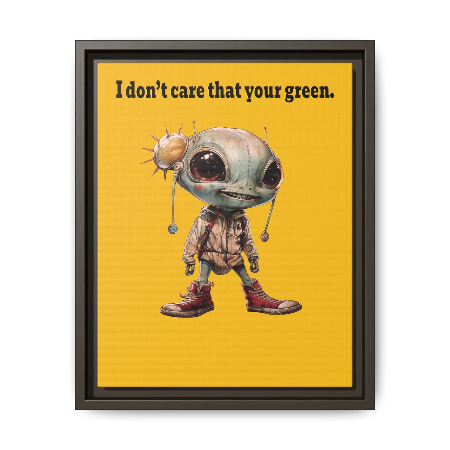 I don't care that your green - framed canvas art (yellow)