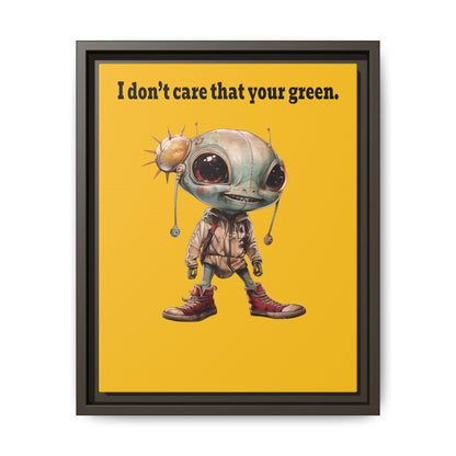 I don't care that your green - framed canvas art (yellow)