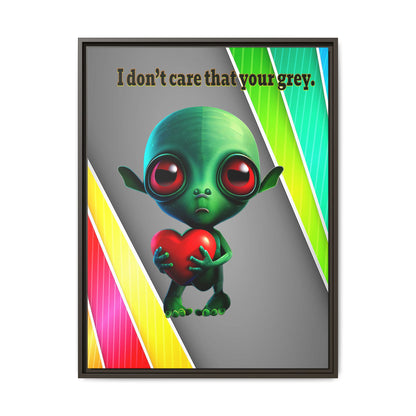 I don't care that your grey - framed canvas art (rainbow split)
