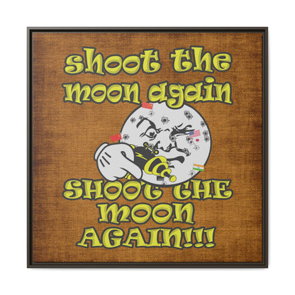 shoot the moon again - framed canvas art (brown papyrus)