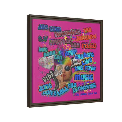 drop the beat - framed canvas art (pink)