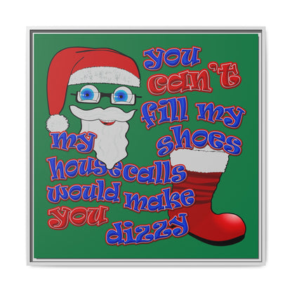santa's shoes - framed canvas art (dark green)