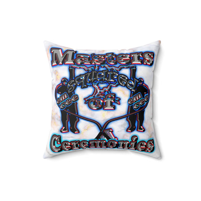 em cee squared - Spun Polyester Square Pillow - (white marble)