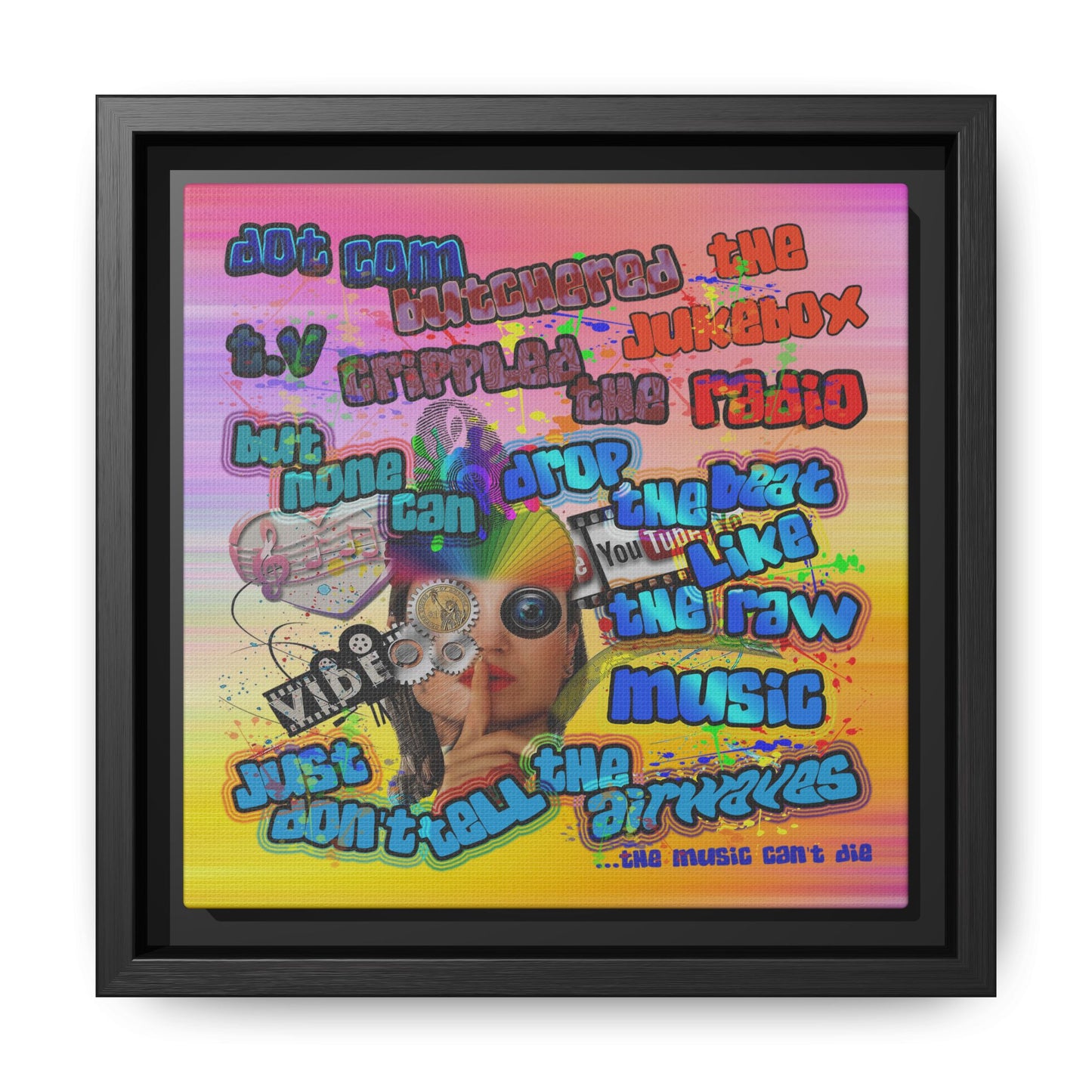 drop the beat - framed canvas art (color blur)