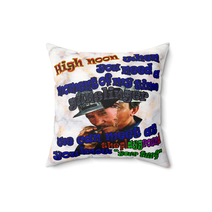 high noon - Faux Suede Square Pillow - (white marble)