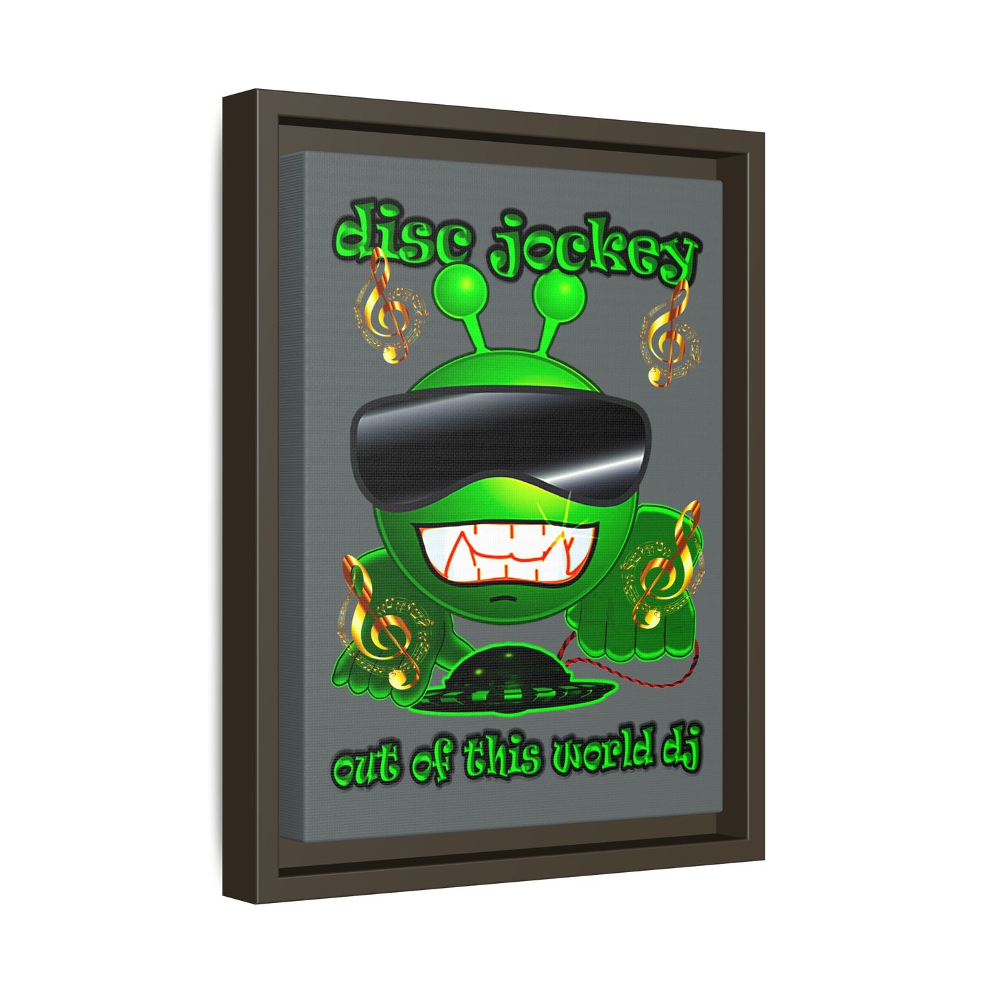 disc jockey - framed canvas art (dark grey)