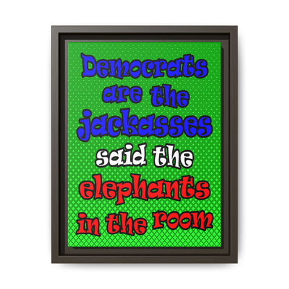 donkeys and elephants - framed canvas art (logo green)