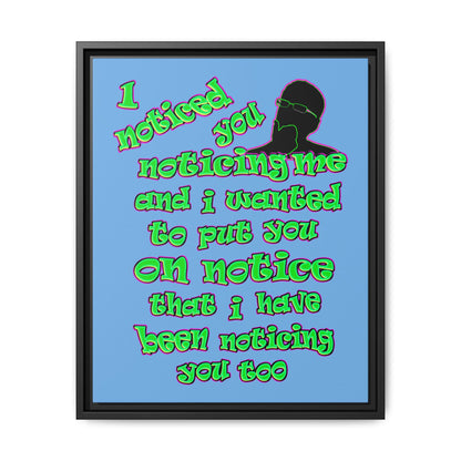 noticed you noticing - framed canvas art (light blue)
