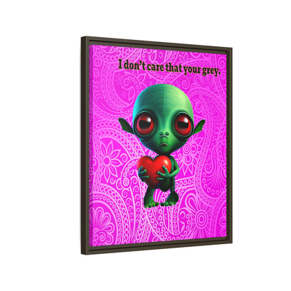 I don't care that your grey - framed canvas art (pink swirl)