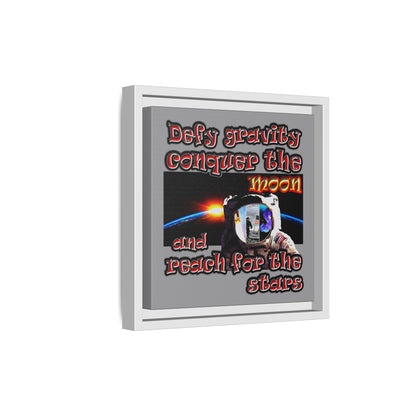 defy conquer reach - framed canvas art (grey)