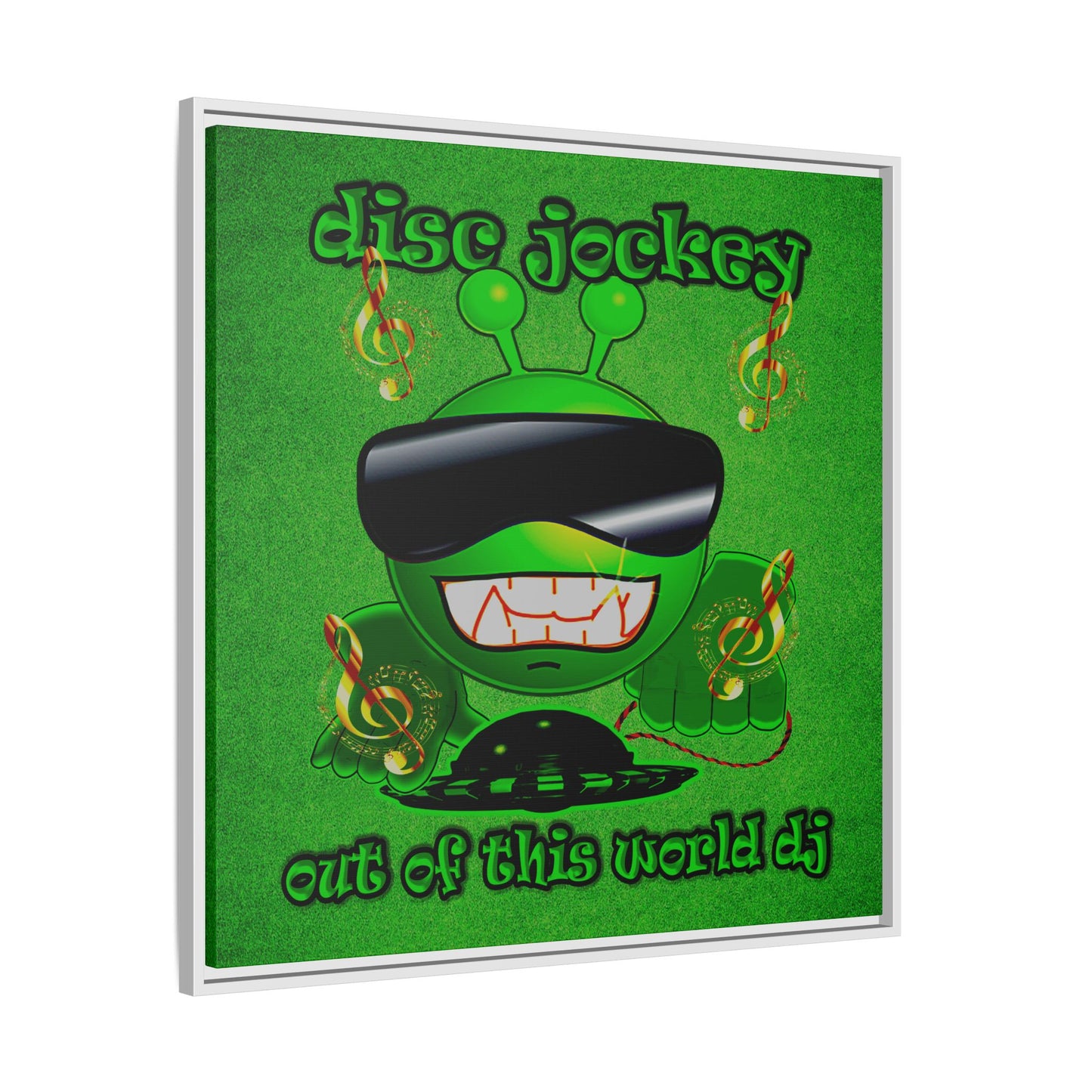 disc jockey - framed canvas art (green turf)