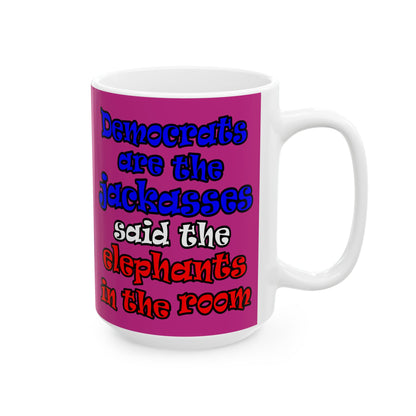 donkeys and elephants - White Mug (pink)