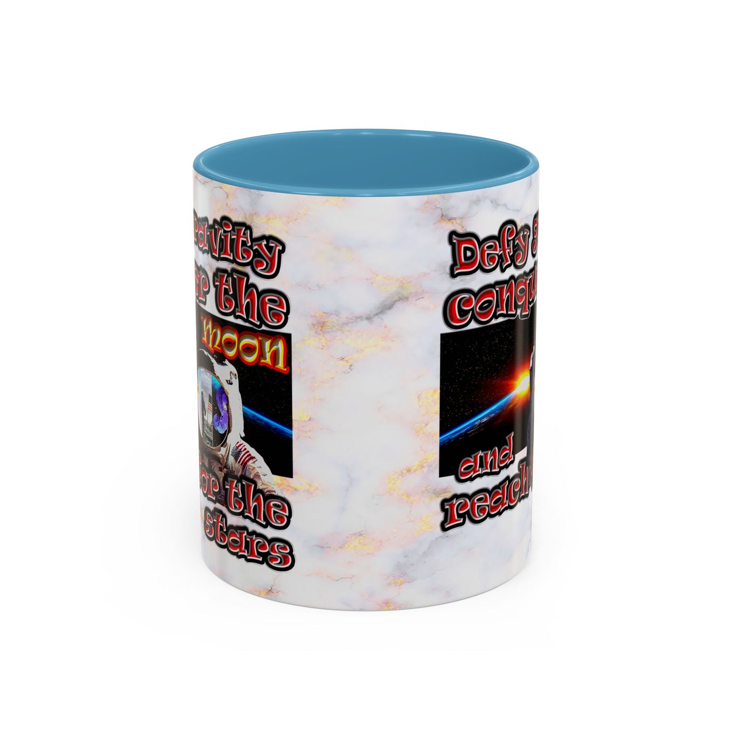 defy conquer reach - Accent Mug (white marble)