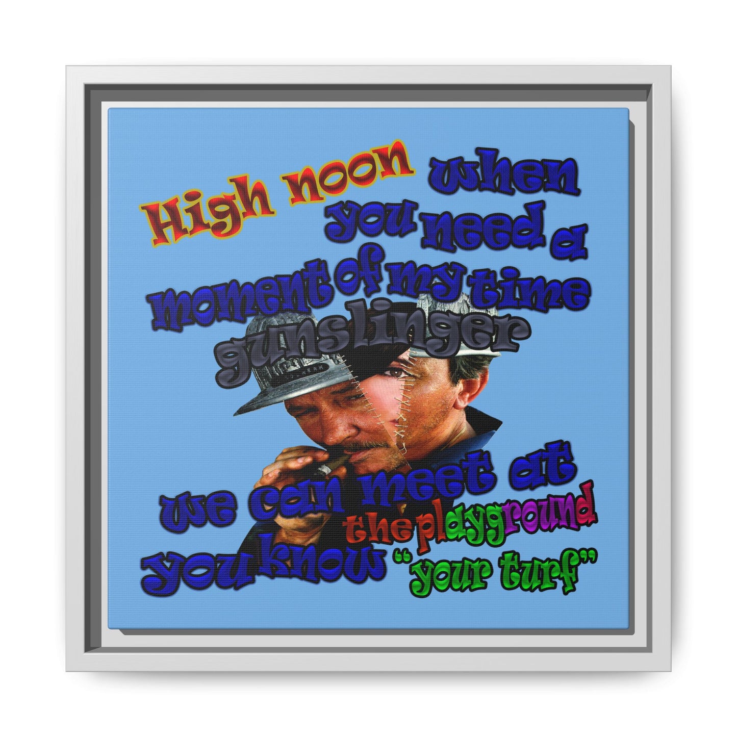 high noon - framed canvas art (light blue)