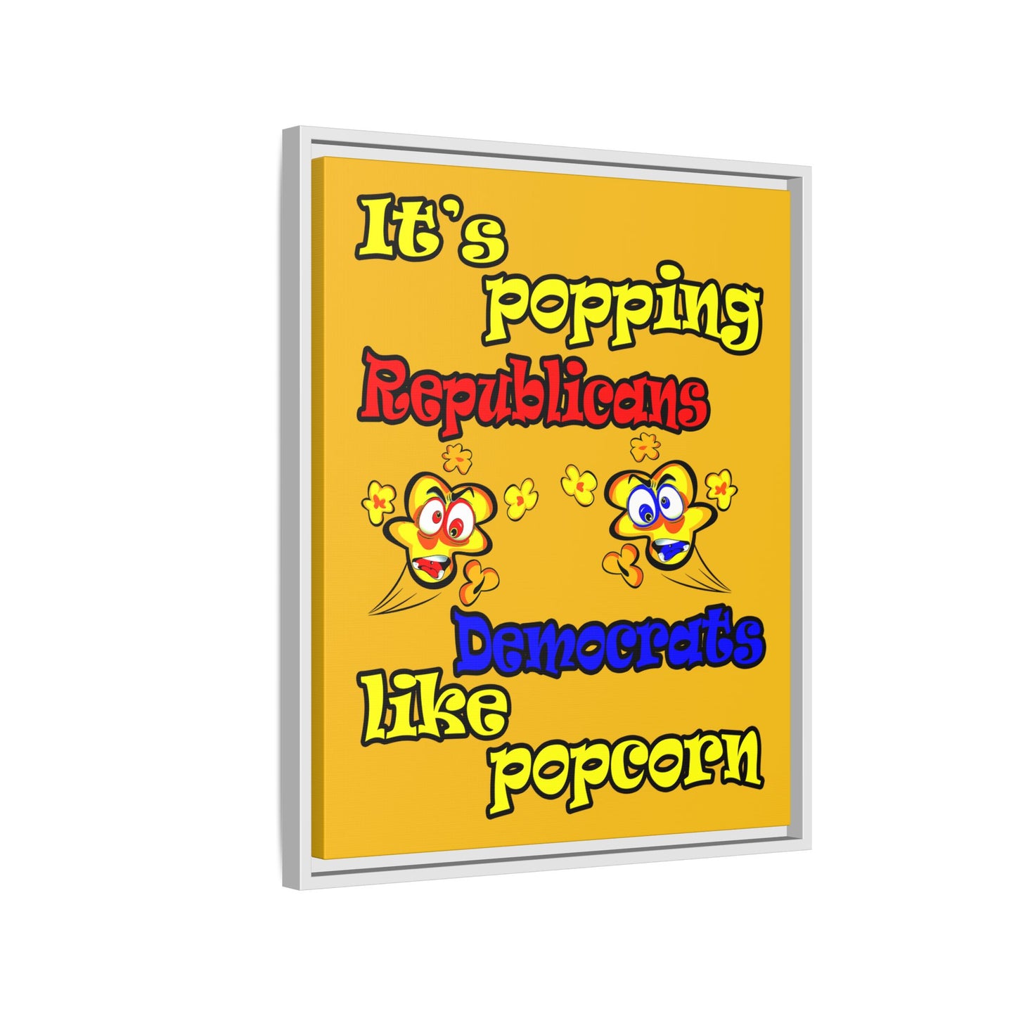 popping like popcorn - framed canvas art (yellow)