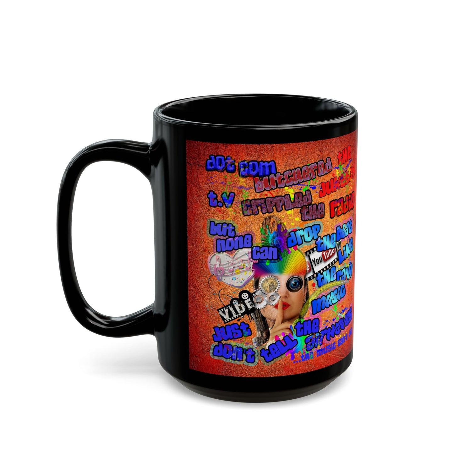 drop the beat - Black Mug (burnt orange)