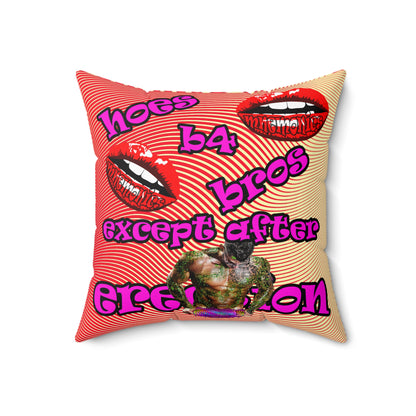 hoes b4 bros - Spun Polyester Square Pillow - (yellow-orange wave)