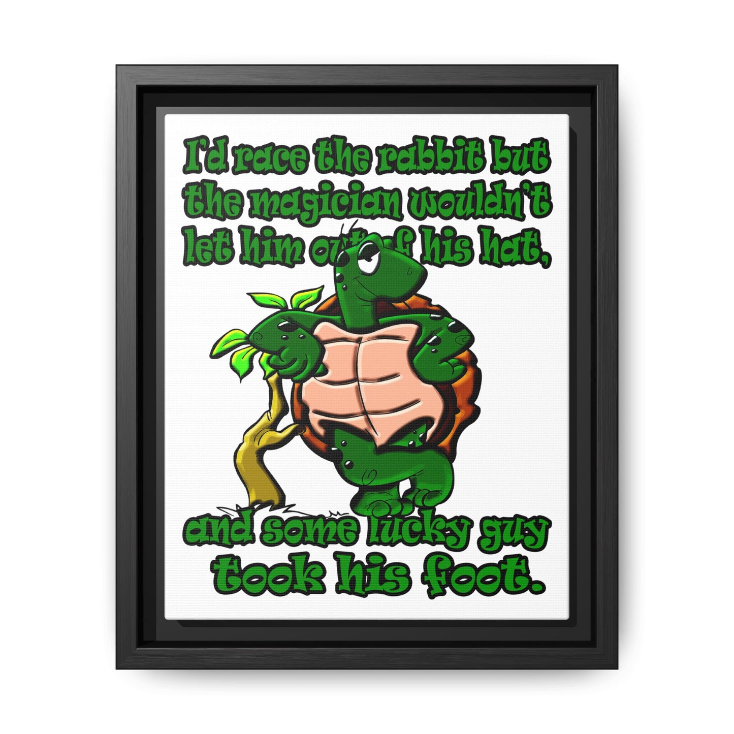 turtle race - framed canvas art (white)
