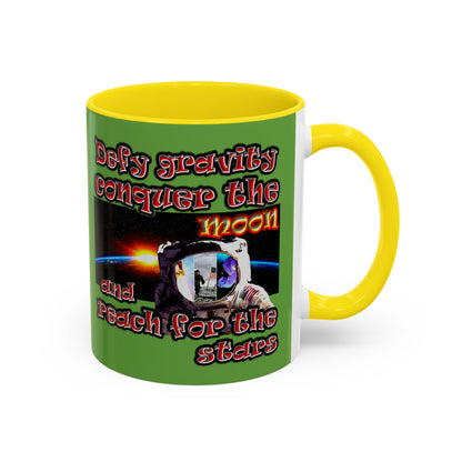 defy conquer reach - Accent Mug (green)