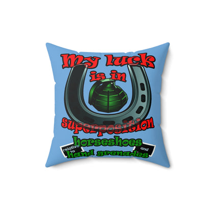 my luck - Faux Suede Square Pillow - (light blue)