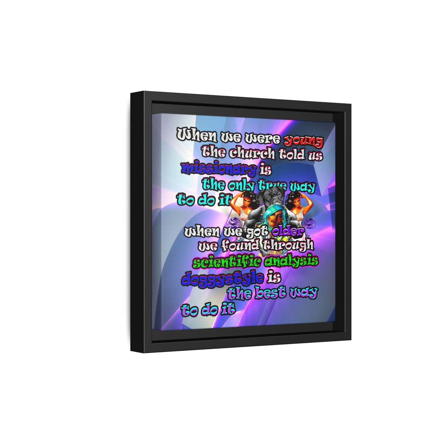 doggystyle - framed canvas art (grey-pink wave)