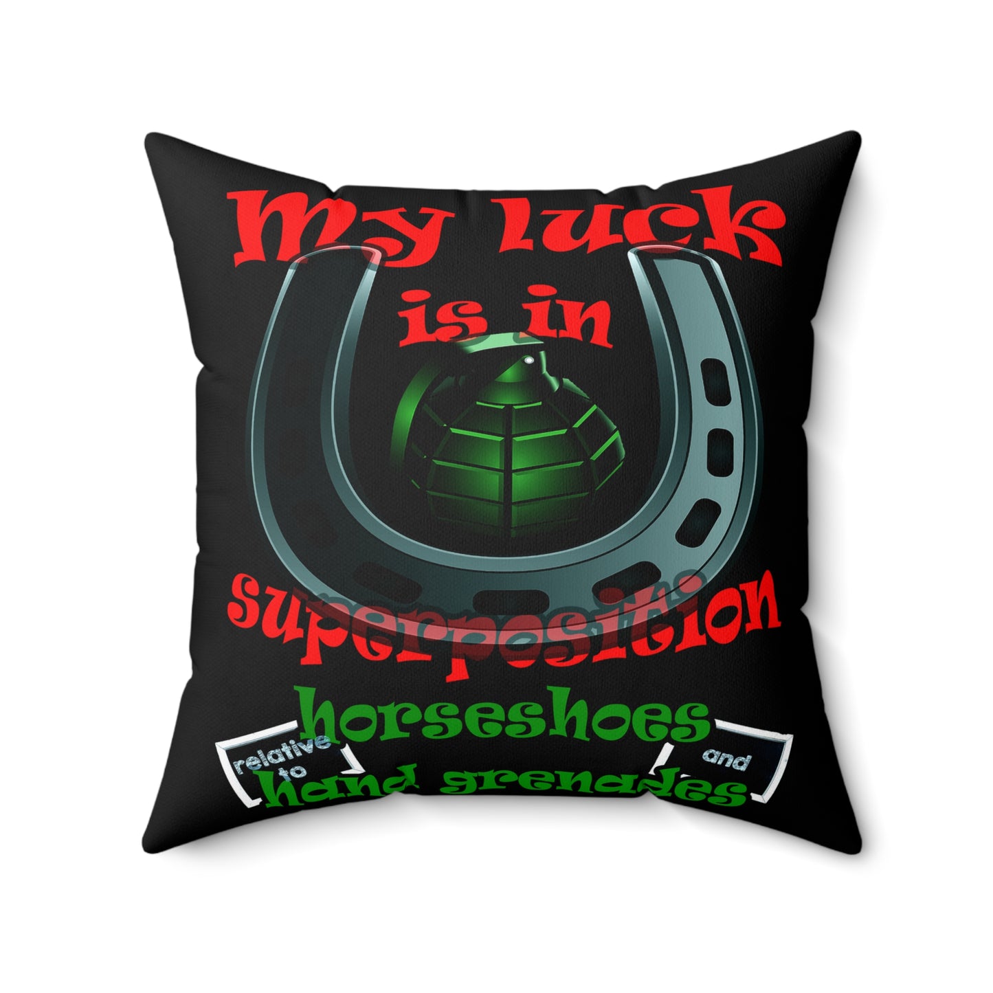 my luck - Spun Polyester Square Pillow - (black)