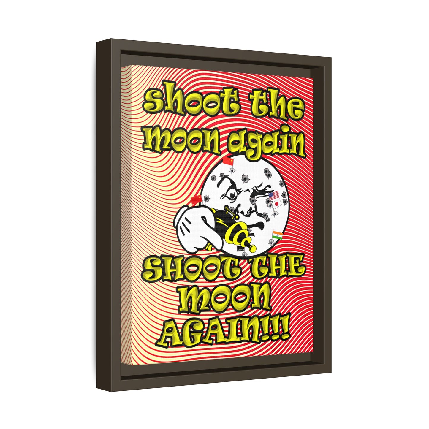shoot the moon again - framed canvas art (yellow-orange wave)