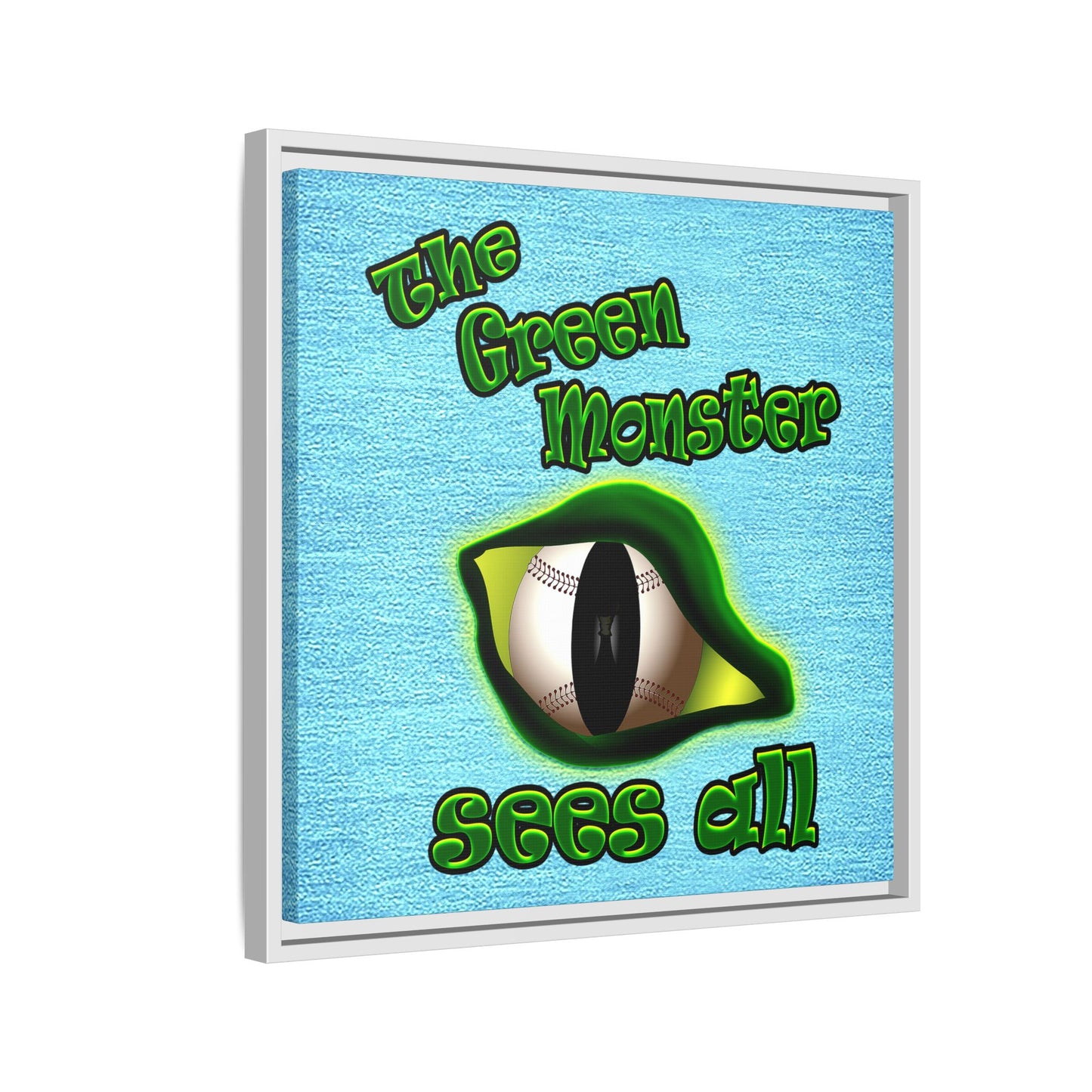 green monster - framed canvas art (faded blue)