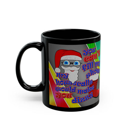 santa's shoes - Black Mug (rainbow split)