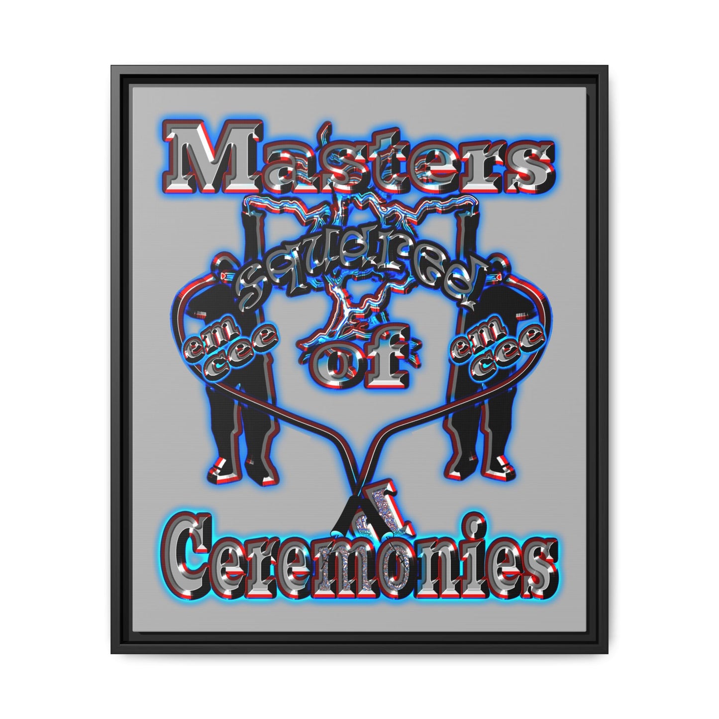 em cee squared - framed canvas art (light grey)