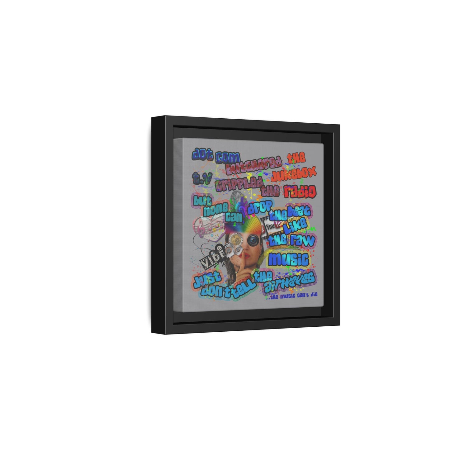 drop the beat - framed canvas art (grey)
