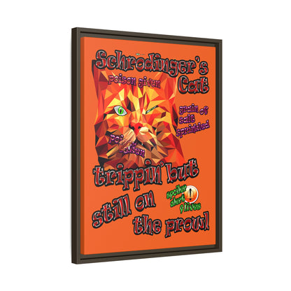 schrodinger's cat - framed canvas art (orange)