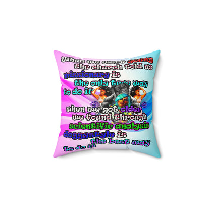 doggystyle - Faux Suede Square Pillow - (light blue-pink wave)