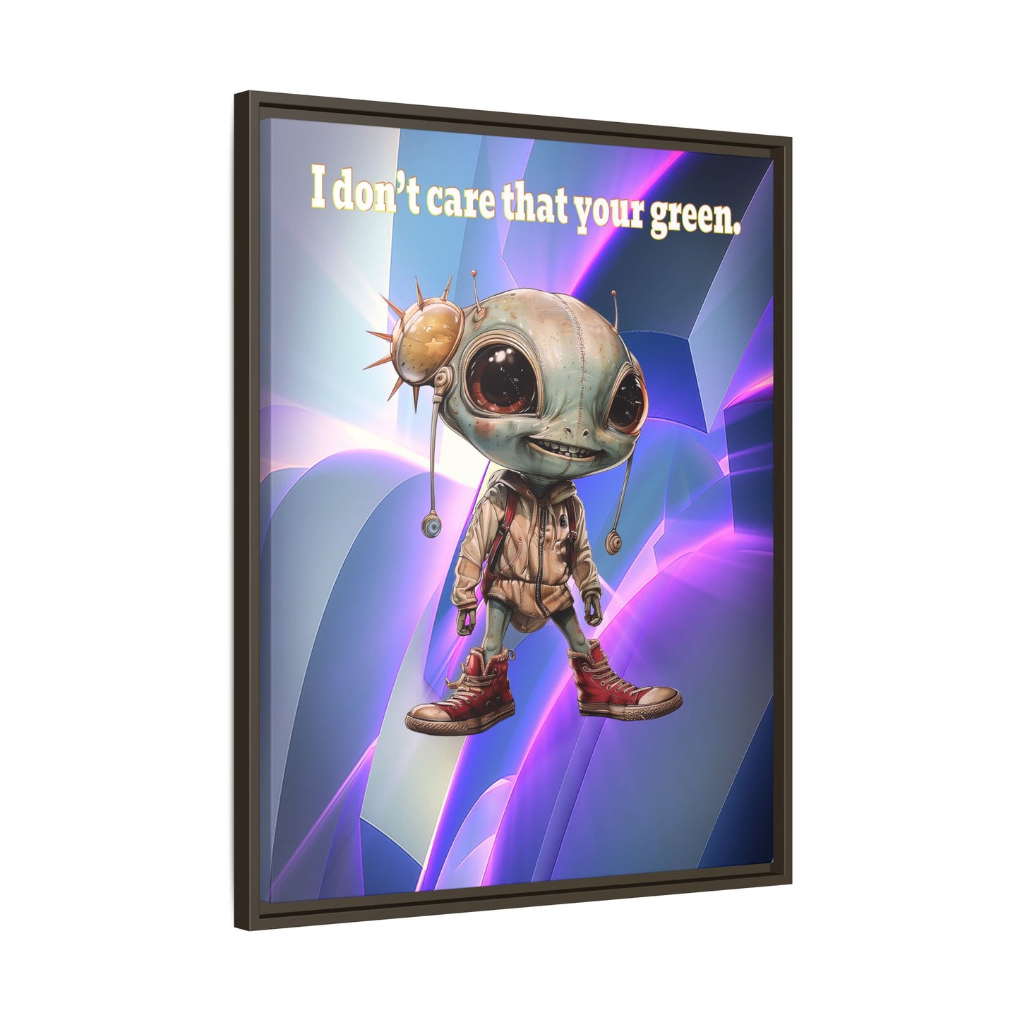 I don't care that your green - framed canvas art (grey-pink wave)