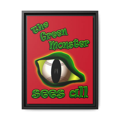 green monster - framed canvas art (dark red)