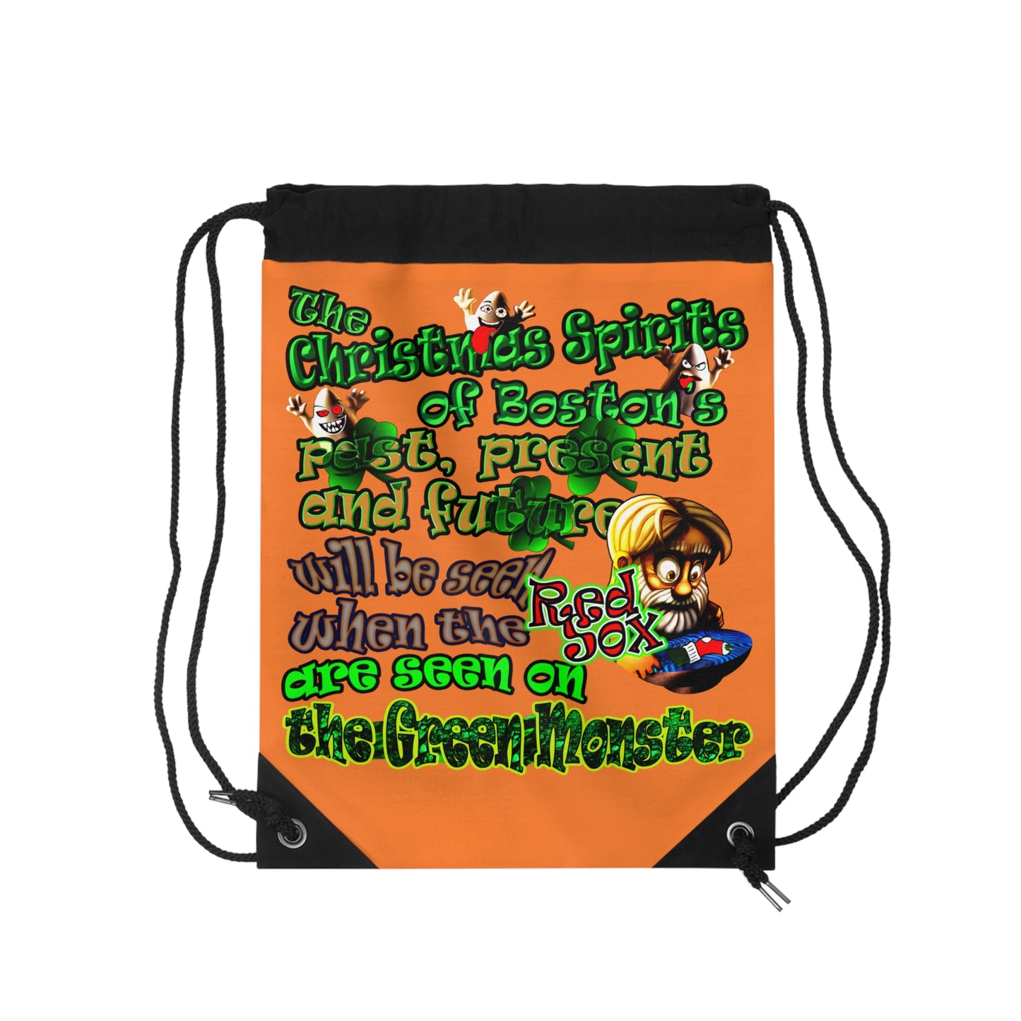 christmas spirits of boston - Drawstring Bag (crusta)