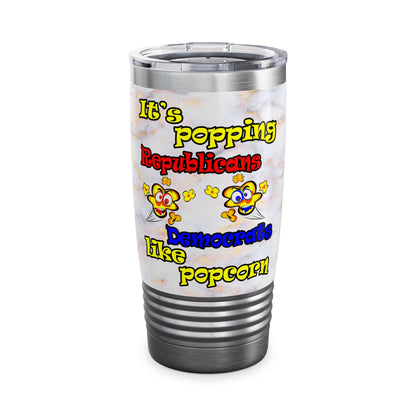 popping like popcorn - Ringneck Tumbler, 20oz (white marble)