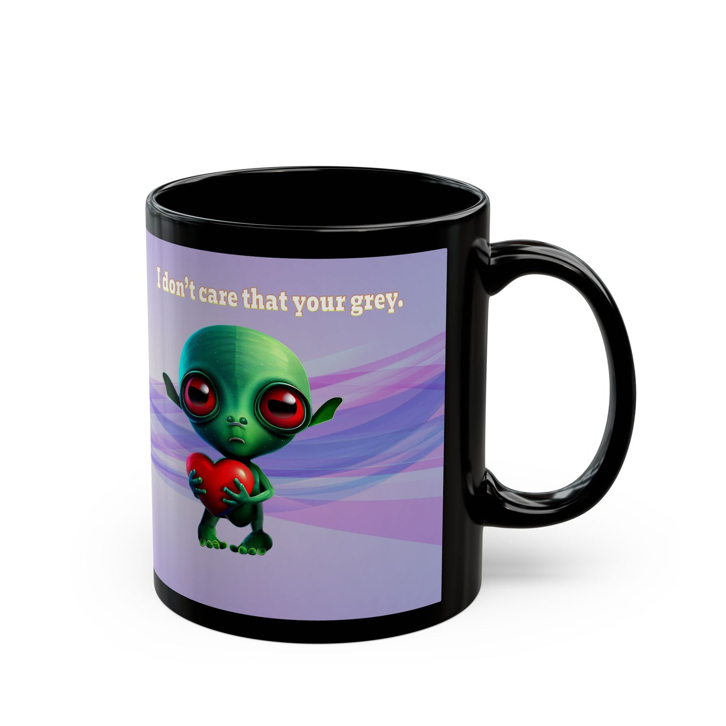 I don't care that your grey - Black Mug (light blue-pink wave)