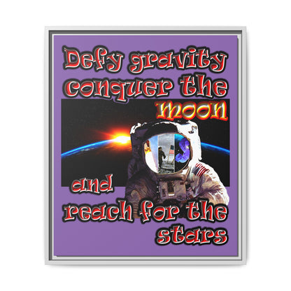 defy conquer reach - framed canvas art (light purple)