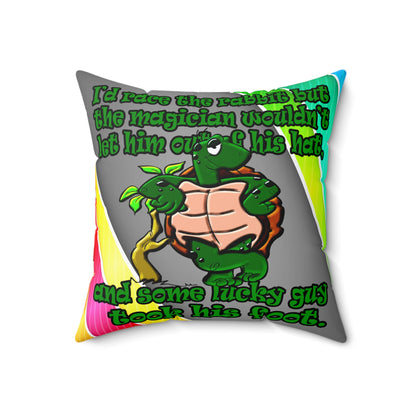 turtle race - Spun Polyester Square Pillow - (rainbow split)