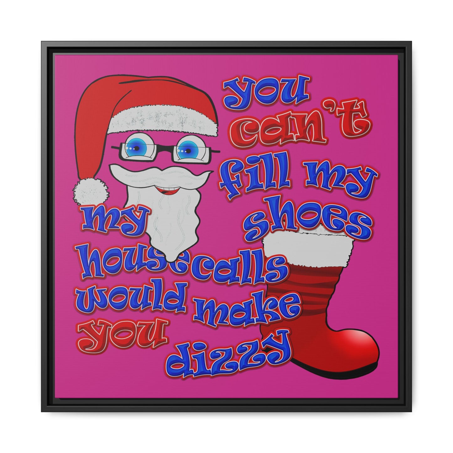 santa's shoes - framed canvas art (pink)