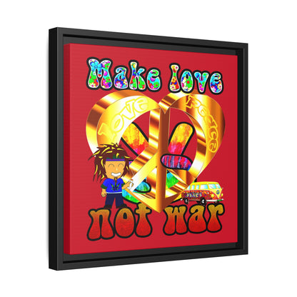 love peace - framed canvas art (dark red)